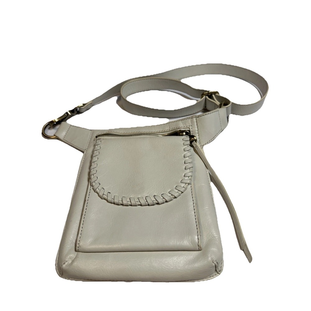 Hobo International White Genuine leather , Whip Stitch Trim Belt Bag